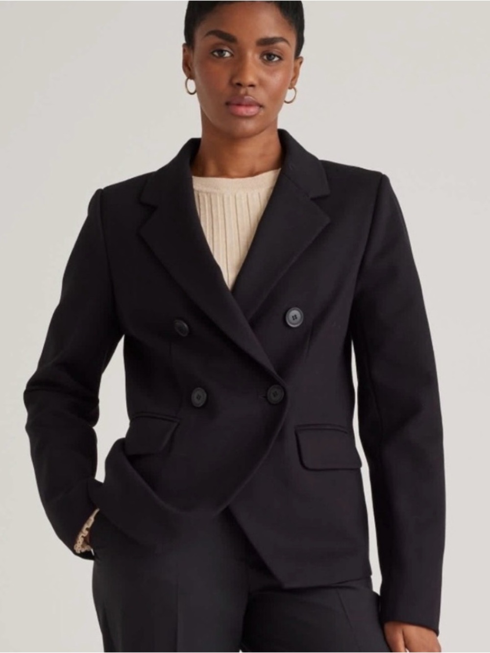 MaxMara double breasted virgin wool blazer black size 14